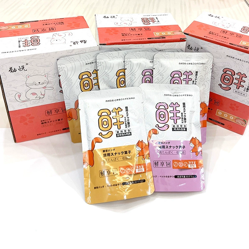 Джин Юэ Кошка Влажный Корм Пакет Увлажняющий Свежее Мясо Пакет 80 г Кошка Закуски Замечательный Пакет Консервированный Кошачий Суп Куриные Зерна