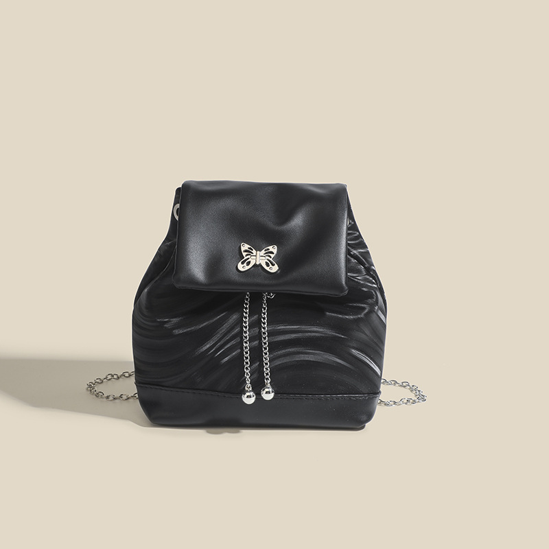 Korean niche chain women in summer  mini PU backpack for girls, butterfly sweet cool spicy girl shoulder bag_voghion.com