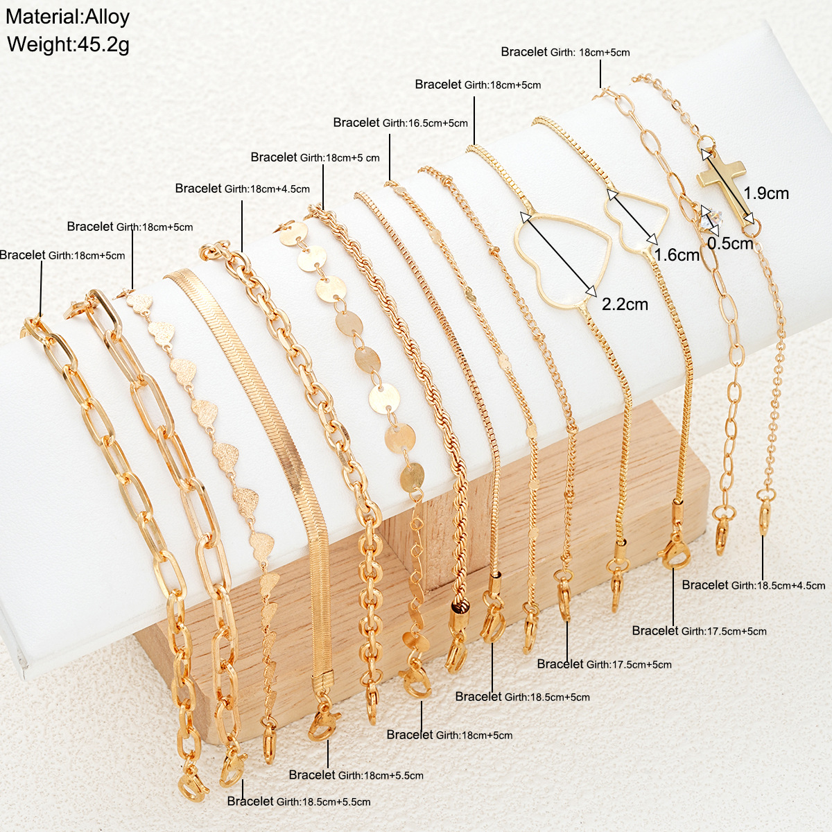 Nieuwe niche mode creatieve ronde liefde kruis armband 14-delige set ontwerp ketting armband_voghion.com