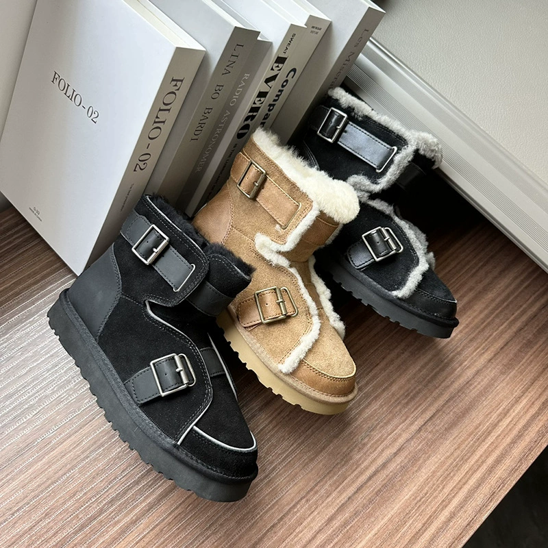2024 новая осень и зима снег boots с толстой подошвой suggdben утолщённый пряжка мотоподошва короткие сапоги ЅUGGᎠBEN