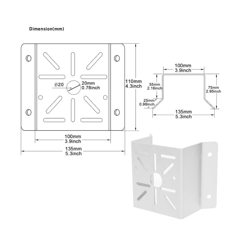Soporte de montaje de esquina de pared para cámara CCTV LED pared / lámpara de escenario panel solar