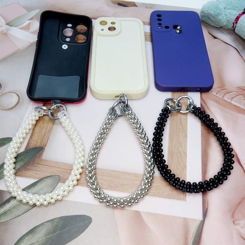 Mobile Phone Case Wrist Lanyard Universal Silver Black Anti-Lost Phone Strap Cross-Border Simple Chain with a High-End Feel Portable