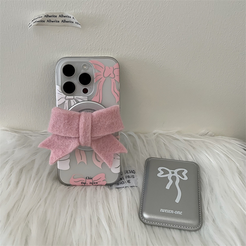 Coque coréenne simple à nœud papillon et étoiles pour iPhone 17/16 Pro Max/15/14, motif cœur girly_voghion.com