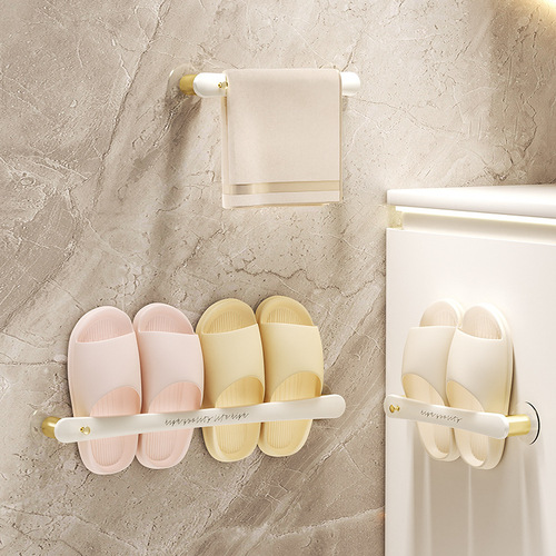 Light luxury style bathroom slipper rack without punching, bathroom drain rack, toilet wall-mounted towel storage and organization rack