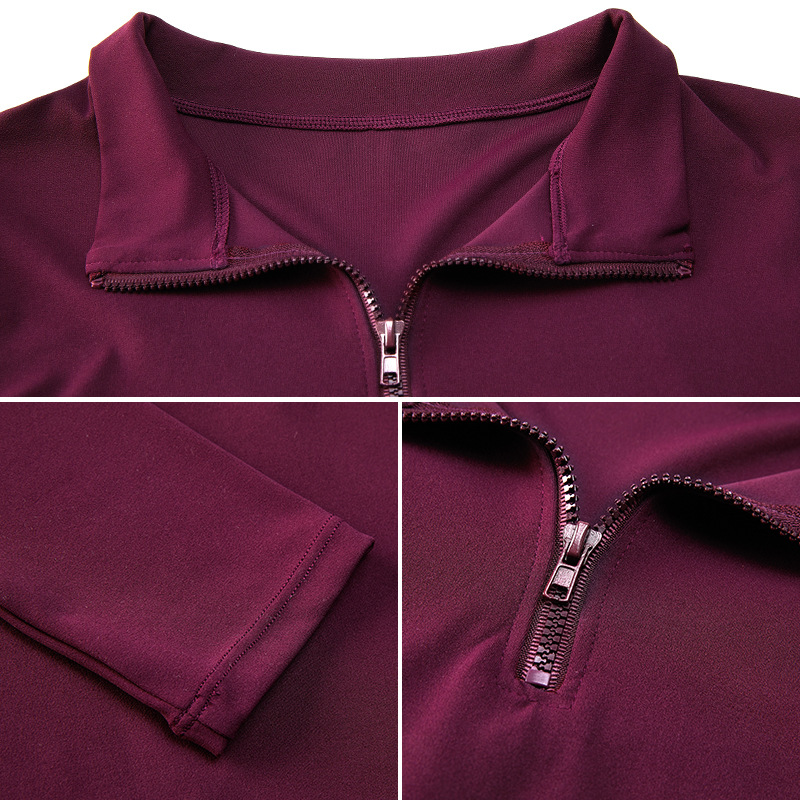 Ropa de yoga de manga larga con cuello alto de otoño e invierno, camisa deportiva de entrenamiento delgado con media cremallera para mujer, camiseta, ropa de fitness transpirable delgada
