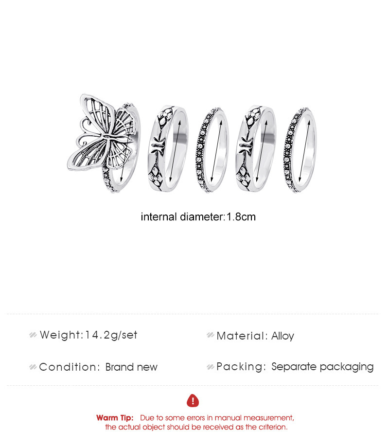 Retro Geometric Butterfly Alloy Womenu0027S Rings 1 Set