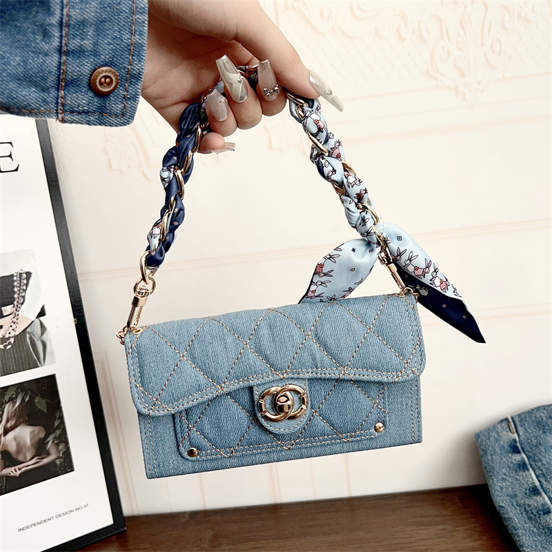 Suitable for iPhone 17 Pro Max Mobile Phone Case New Anti-Fall Denim Embroidered Round Lock Mobile Phone Leather Case Suitable for iPhone 17 Pro Max Mobile Phone Case New Anti-Fall Denim Embroidered Round Lock Mobile Phone Leather Case