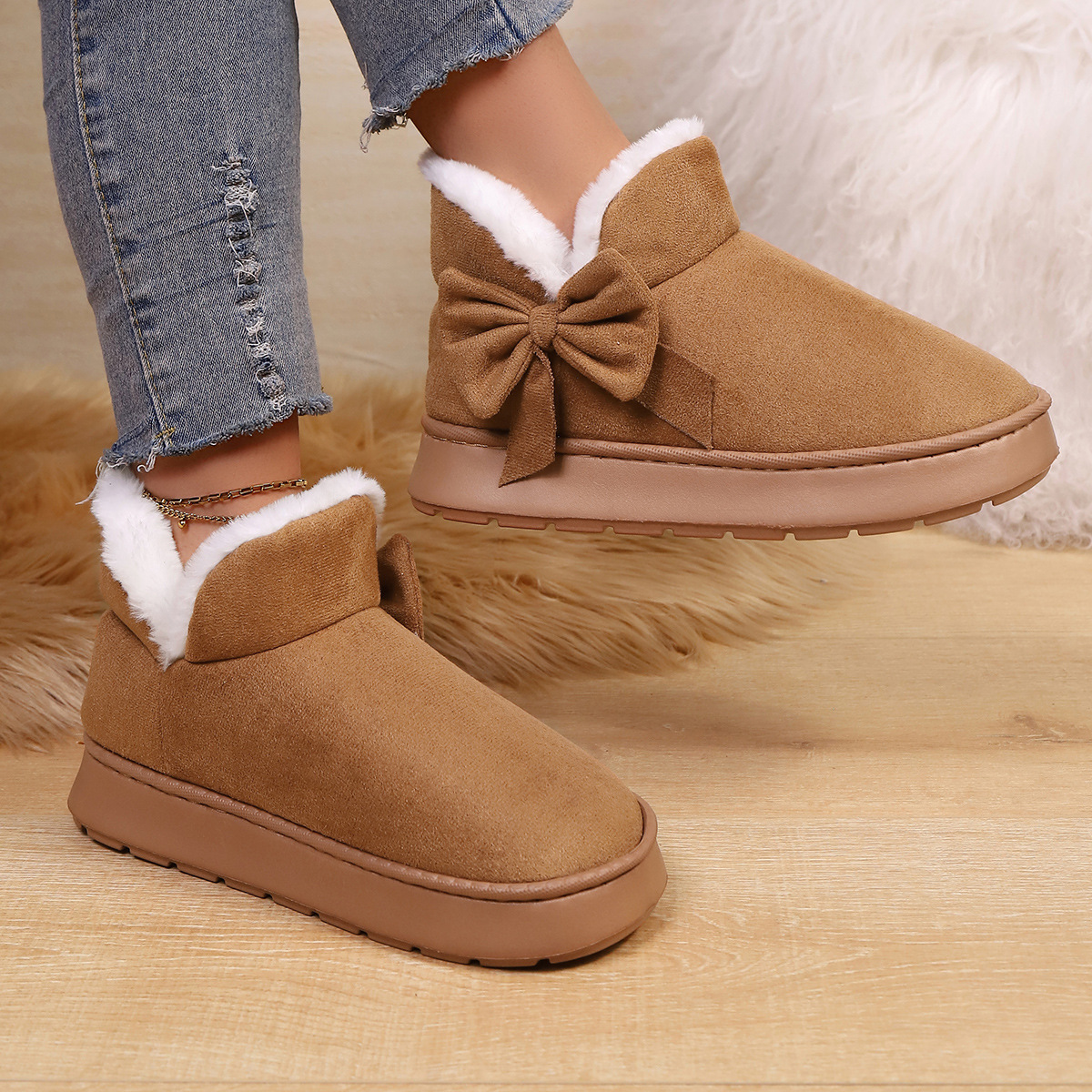 Nuevas zapatillas de algodón transfronterizas para el hogar de Amazon para mantener cálidas y gruesas parejas simples de otoño y invierno y medio paquete interior con muebles domésticos