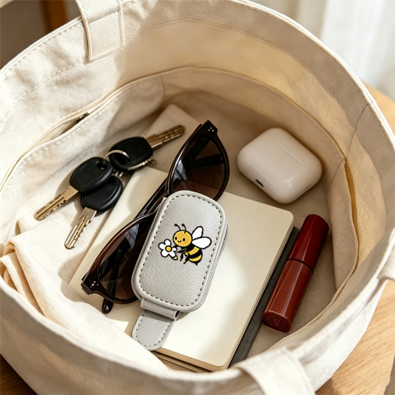 Gray cross-border bestseller sunglasses holder, creative car sun visor storage, bee and flower car glasses clip