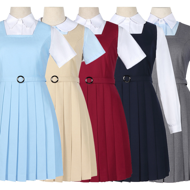 Spot S-4XL Orthodox JK vest skirt pleated mid-length skirt thick cyanotic Aqua gray dark red khaki dress