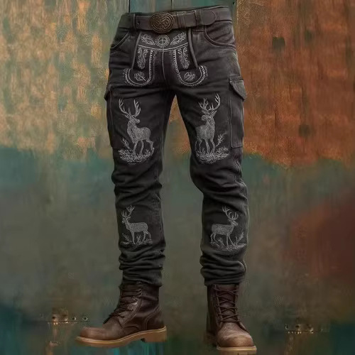 Printed Men's Vintage Jeans Casual Punk Vintage Straight Overalls_mkmklike.com