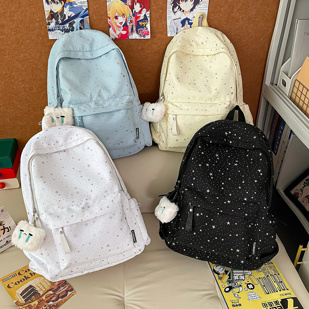 Korean-Style Starry Sky Student Backpack, Ins-Style Star Sequin Backpack, High-Value Japanese-Style Junior High School Student Backpack for Girls