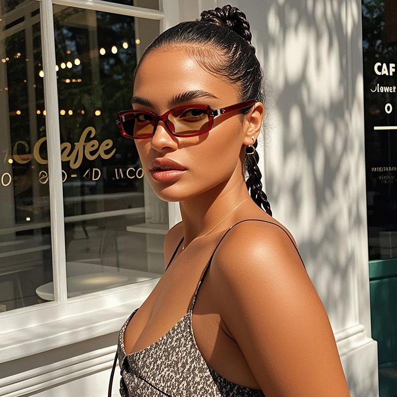 European and American Retro Square Sunglasses for Women, High-End Anti-Uv Sunglasses, Personalized Trendy Concave Shape Glasses for Men