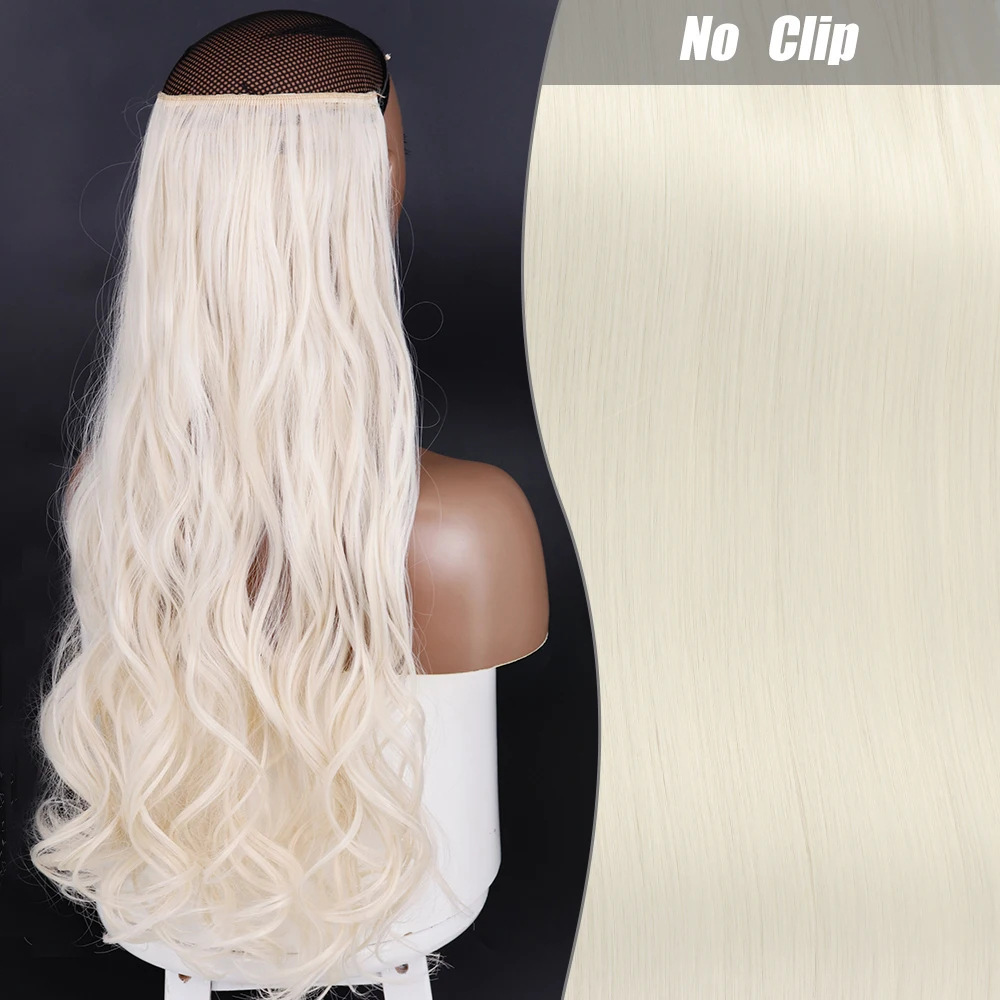 Una pieza de pelucca europea y americana ajusta el cabello rizado largo de las mujeres ondas grandes extensiones de fibra química de cabello de línea de pescado clip cabello