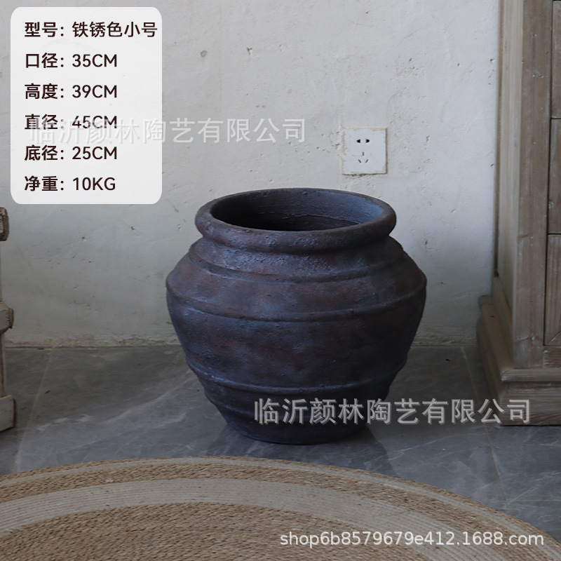 Gran vasija de cerámica de aterrizaje decoración residencial vasija de cerámica retrógrado vasija de cerámica flor de viento silencioso vasija de magnesio de barro gran vasija de flores decoración de sala de estar