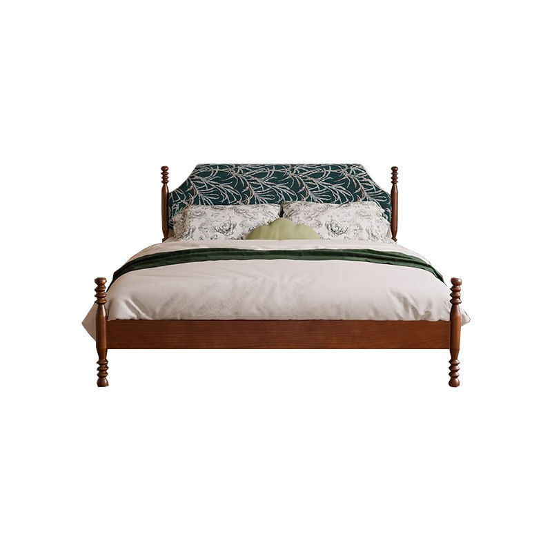 Danvas estilo francés retro estilo medieval toda cama doble de madera maciza cama de cama principal cama de madera de avele cama de cera blanca cama