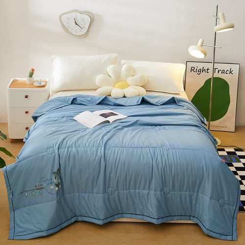 New Mint Summer Cooling Quilt Summer Mosquito-Repellent Sheet Double Bed Air Conditioned Quilt Washable Cotton Blanket Thin Plain Color Light Quilt