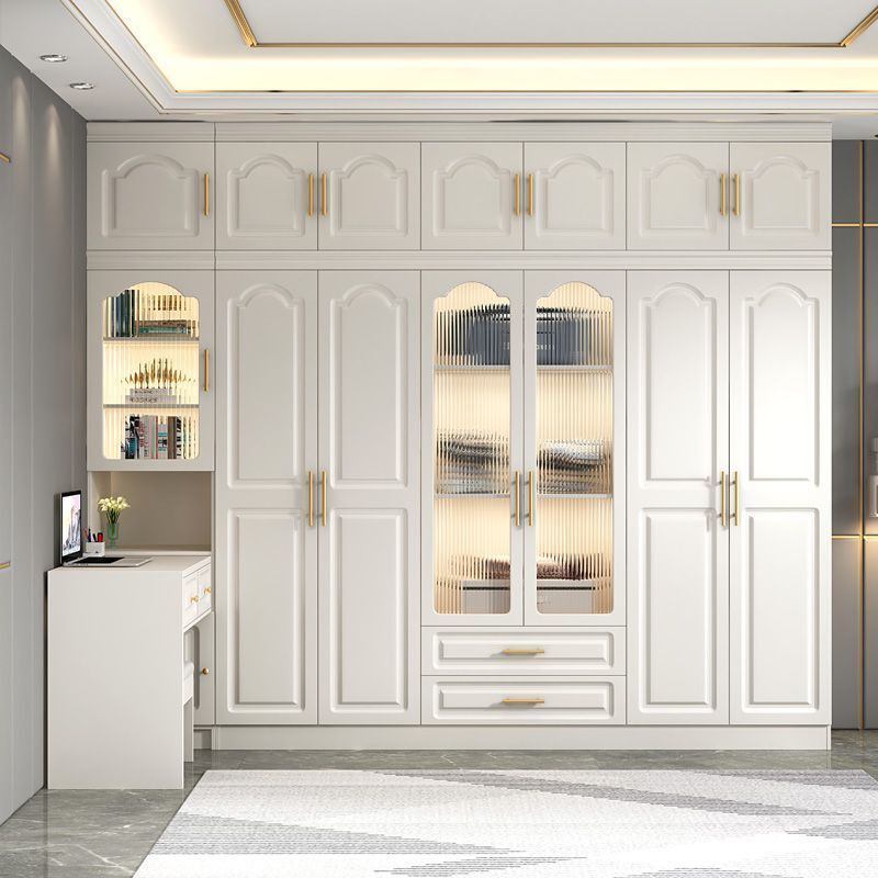 Desk Integrated Corner Computer Desk Combination Cabinet European Style Glass Door Wardrobe Home Bedroom Rental Room Large Wardrobe