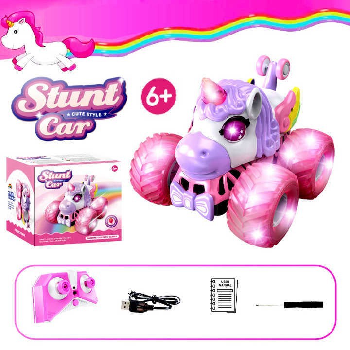 Cross-border personalizado escalada vehículo de control remoto pulverización brazo oscilante agua y tierra doble cara acrobacias chicas unicornio volcado de control remoto