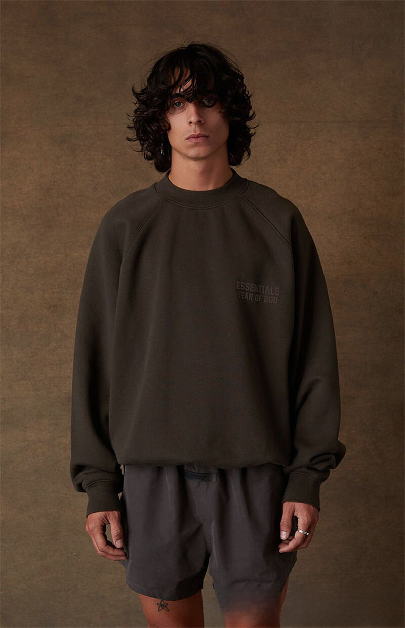 2022 Fall Round Neck Fleece-Lined Sweatshirt, Black Flocked, ESSENTIALS Streetwear, Cross-Border Hot Sale, Autumn/Winter