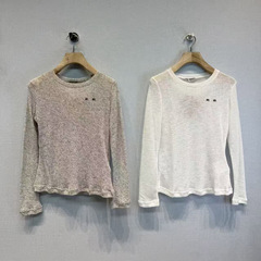 南油女装M家25早春新品胸前微标刺绣字母百搭显瘦长袖打底衫上衣