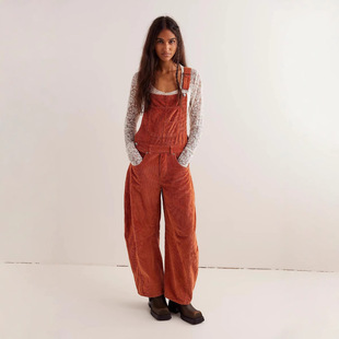 2024 Amazon Independent Station Europe and the United States Cross-border Autumn and Winter New Corduroy Overalls Women's Fashion Loose conjoined