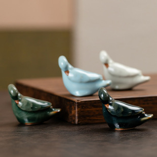 Creative and Interesting Little Duck Tea Pet Can Be Raised in Ru Kiln, Cute Little White Duck Animal Ornaments, Tea Table, Fine Tea Play Decoration