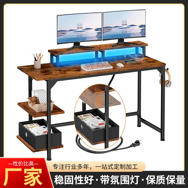 New simple and simple plate L-type desktop computer desk corner office computer desk with bookshelf factory wholesale