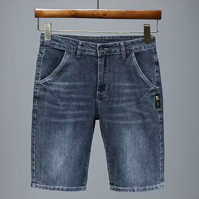 2024 New Summer Thin Denim Shorts Men's Five-point Loose Straight Pants Casual All-match Stretch Breeches