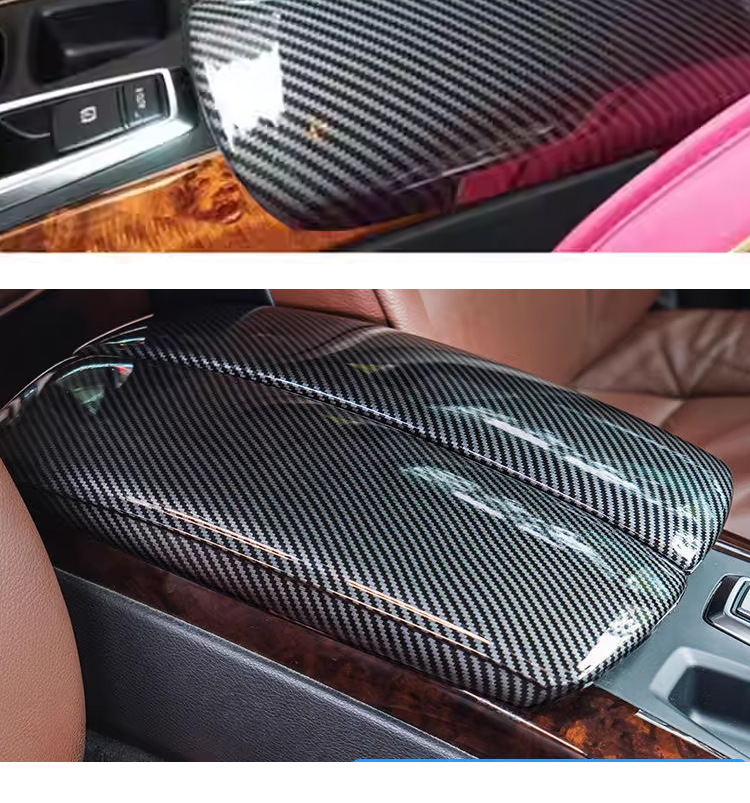 Suitable for BMW 3 Series, 5/7 Series, X5, X6 modified carbon fiber pattern car interior accessories, armrest box pad cover protective cover