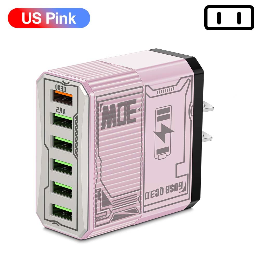 6-в-1 зарядное устройство Mecha BK304, QC3.0 многопортовое USB с PD25W, варианты вилок EU/US/UK