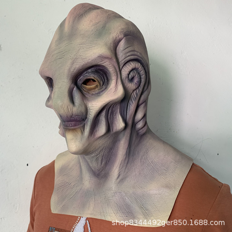 Transfronterizo nuevo cuerno monstruo máscara Halloween extraterrestre sombrero UFO máscara facial máscara de miedo