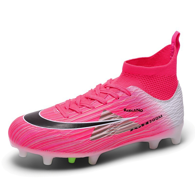 Zapatos de Fútbol de Caña Alta de Caucho Transpirables y Antideslizantes para Césped Natural y Artificial