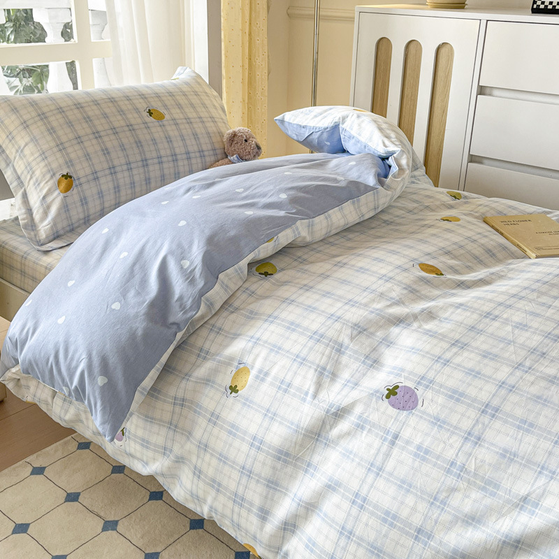 Ropa de cama de tres piezas de algodón para dormitorio de estudiantes universitarios, ropa de cama de algodón, funda de edredón, colchón de seis piezas, bolso de check-in