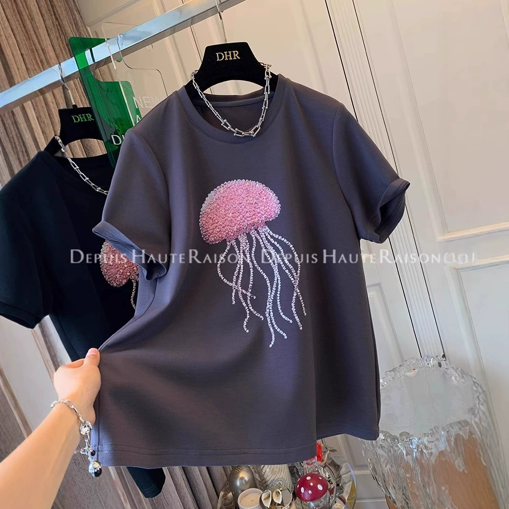 Специальная цена тяжелой промышленности внешней торговли 220 г хлопка ручной работы бусы специальные большие размеры 300 кг нишевые стразы с короткими рукавами