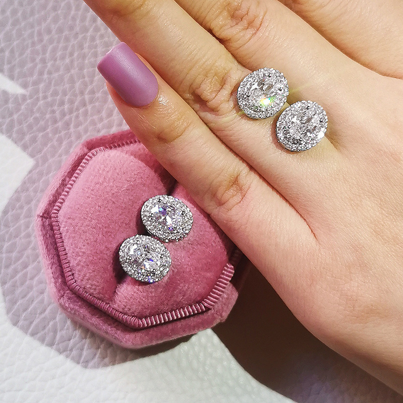 Fashion Heart Shape Copper Inlay Zircon Ear Studs 1 Piece