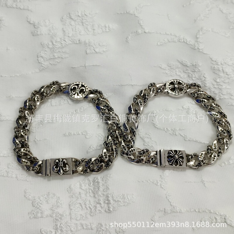 Chcroxe Trendy Brand Retro Old Thick Bracelet for Men and Women Same Style Cross Scout Flower Bracelet Jewelry Wholesale Chcroxe Trendy Brand Retro Old Thick Bracelet for Men and Women Same Style Cross Scout Flower Bracelet Jewelry Wholesale