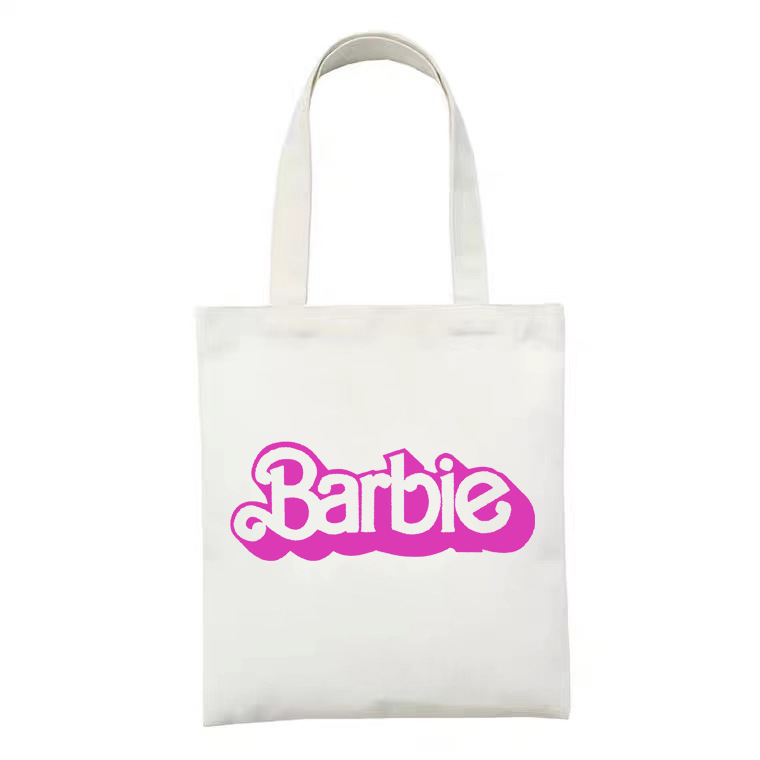 Barbie impreso bolsa de lona bolsa de hombro plegable bolsa estudiante bolso de moda bolso de compras transfronterizo comercio exterior