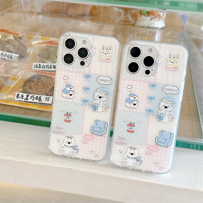 Estilo ins sofá de costura cachorro para Apple 16ProMax funda para teléfono móvil 15Pro lindo 14/13 femenino 15PM