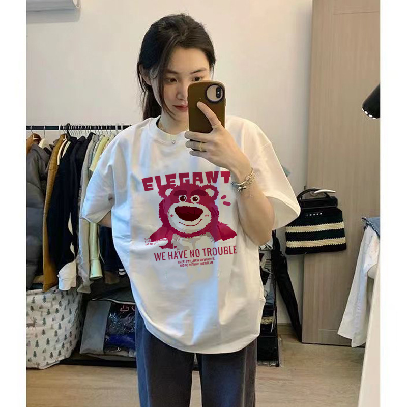 Bolsa de expresión facial manga corta Camiseta Linda cuello redondo Camiseta de manga corta para hombres y mujeres estilo coreano estudiante moda suelta ins Top par desgaste T image 18