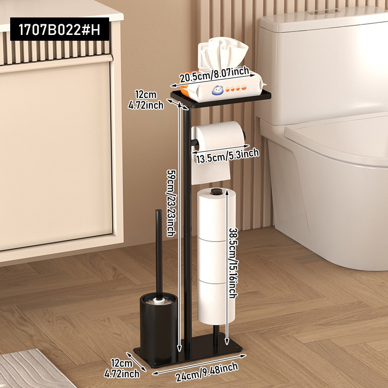 Rack de toallas de piso, estante de toallas de baño doméstico, estante de almacenamiento multifuncional de papel de rollo de inodoro, estante de teléfono móvil de inodoro