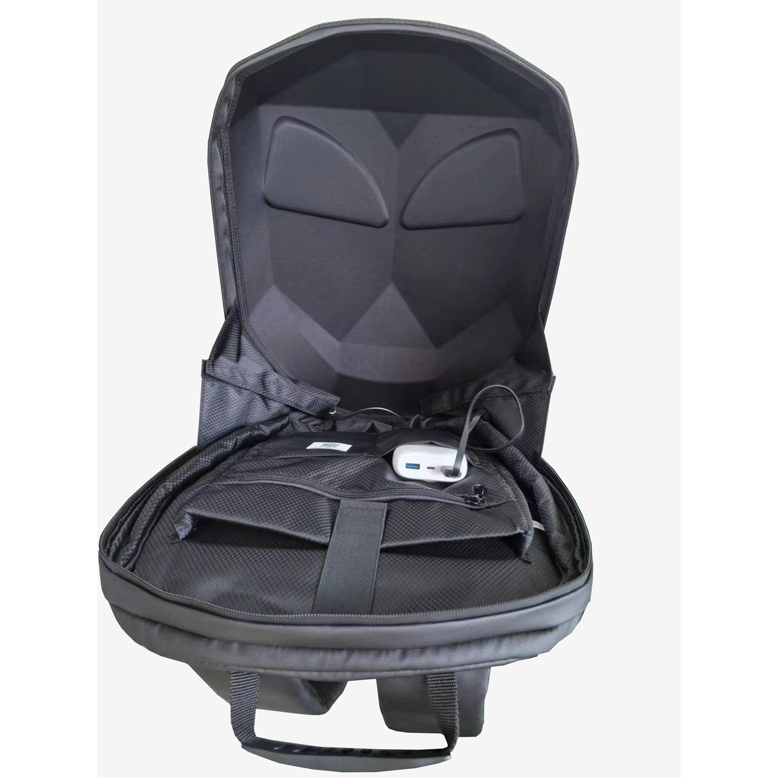 Mochila de casco de motocicleta, bolsa de seguridad de conducción, mochila de conducción luminosa LED, material de PC, carcasa elástica expandible