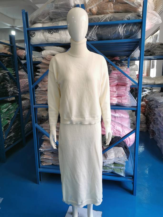 New Sweater Dress Autumn And Winter Turtleneck Long Dress Two-Piece Set Solid Color Knitted Dress 30 Undefined