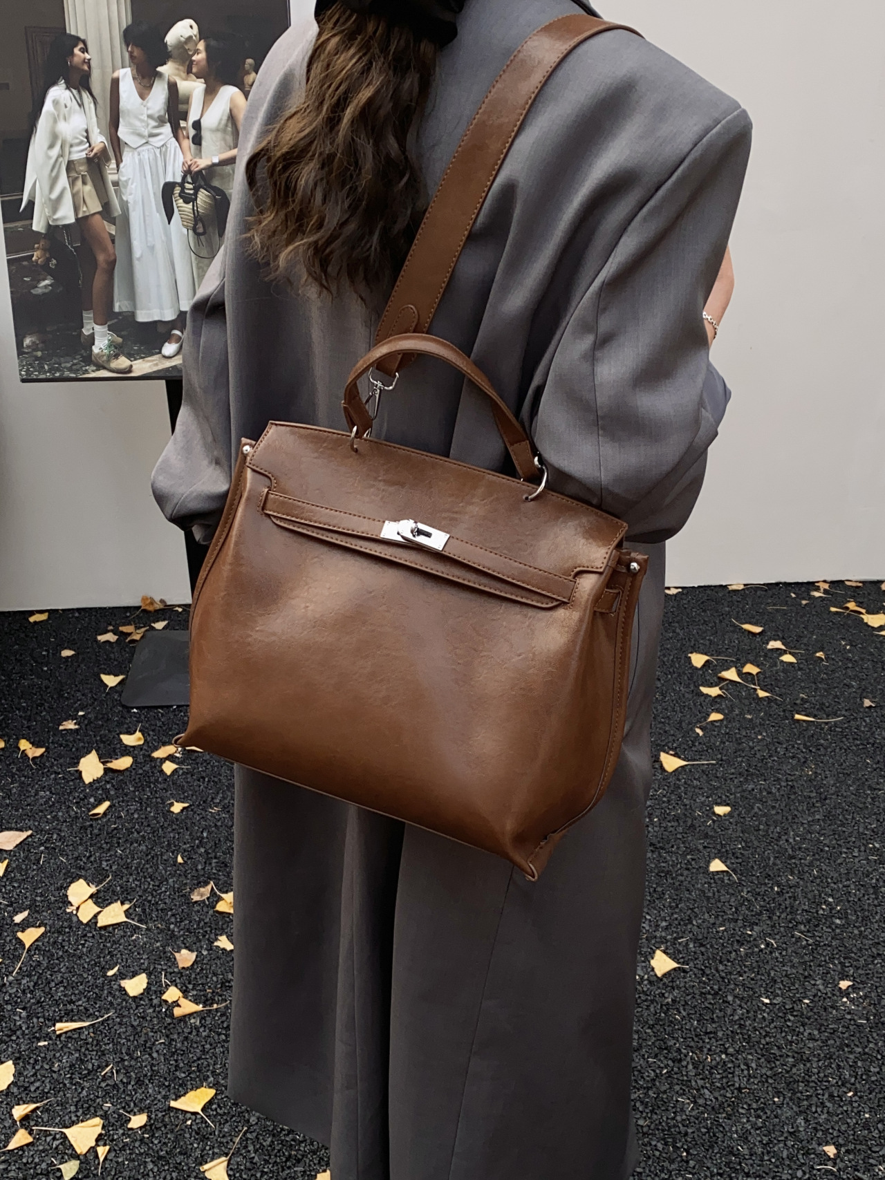 Bolsa de damas transfronteriza retro bolso de platino bolso de mano versátil bolso de Kelly 2025 nuevo hombro mochila bolsa