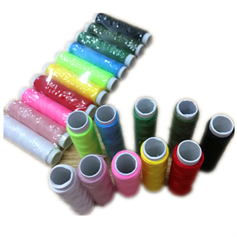 Precio de fábrica venta directa 402 hilo de poliéster hilo de coser hecho a mano para el hogar eje pequeño 50 yardas hilo de tablero de 10 colores hilo de color fijo