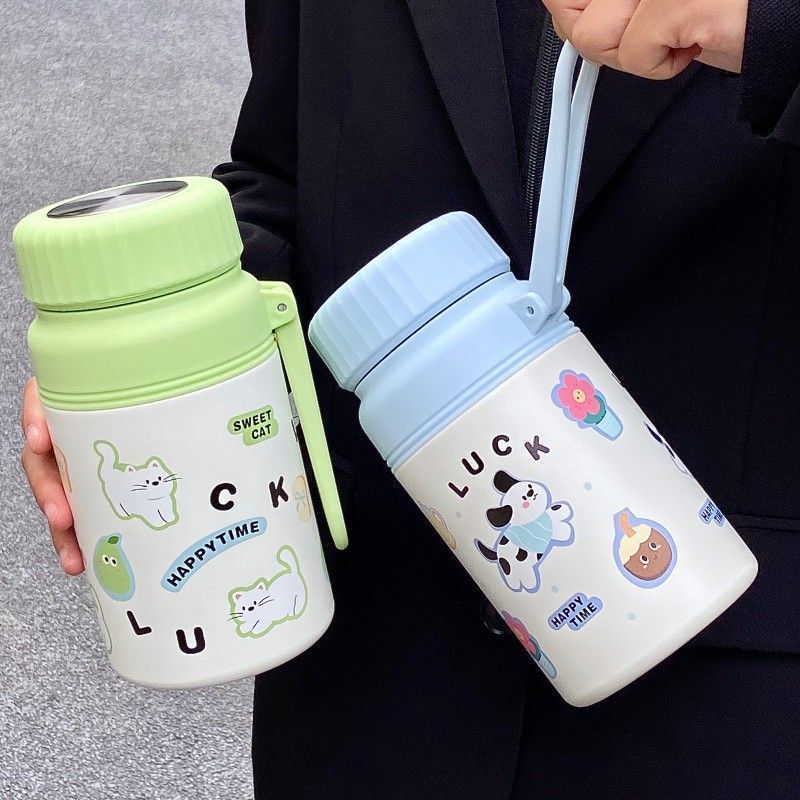 Insulated Cup Made of 304 Stainless Steel, Large Capacity, Cute and Portable, New Stylish Design, High Aesthetic Value, Student Water Bottle, Simple Insulated Mug