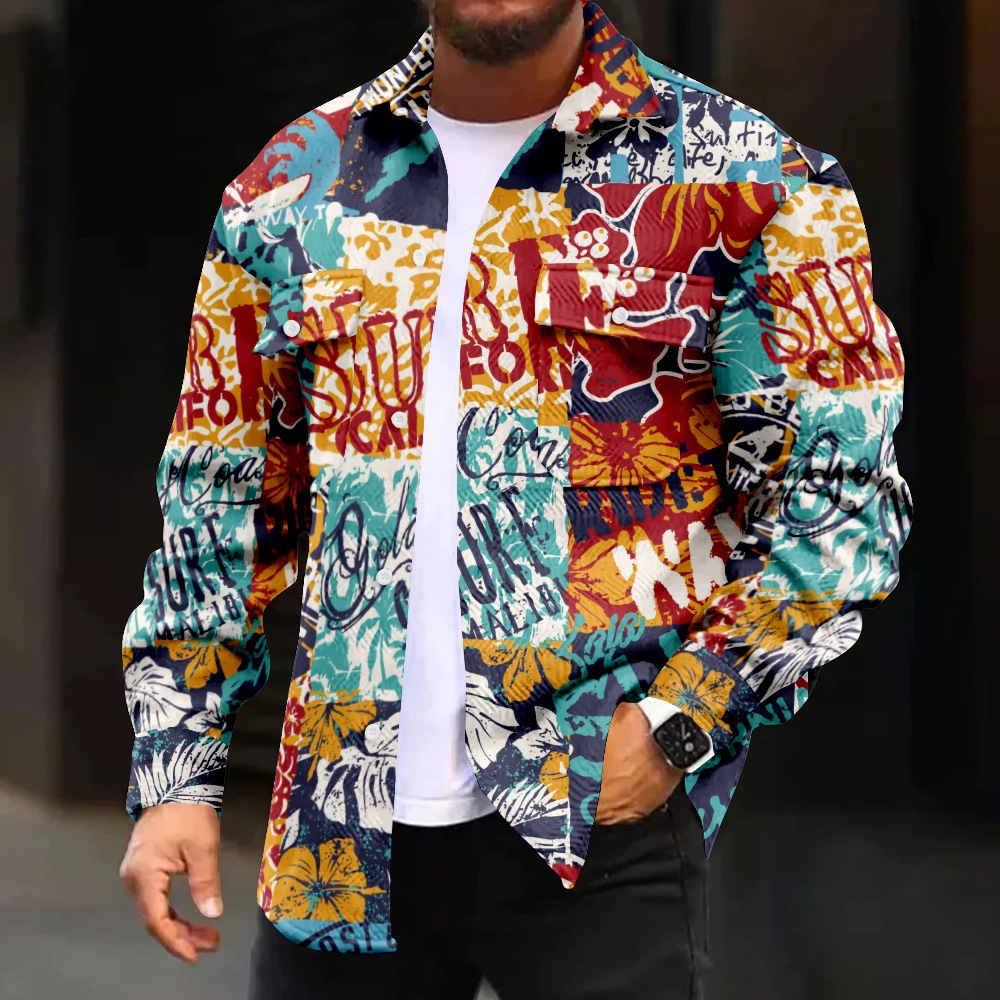 Venta caliente moda moda moda impresión digital chaqueta de solapa retro estilo británico chaqueta de un solo pecho MD05