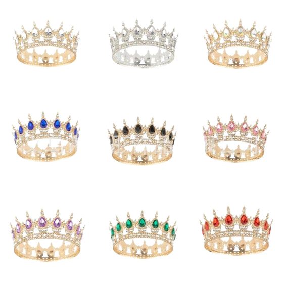 Cross-border Retro Crown Amazon Hair Accessories Exquisite High-end Bridal Party Show Dress Round Crown Manufacturers