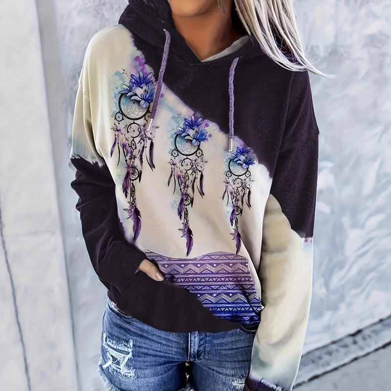 Cross-Border Hot Selling Source Bohemian Aztec Western Ethnic Style Sweatshirt Women's Hoodie