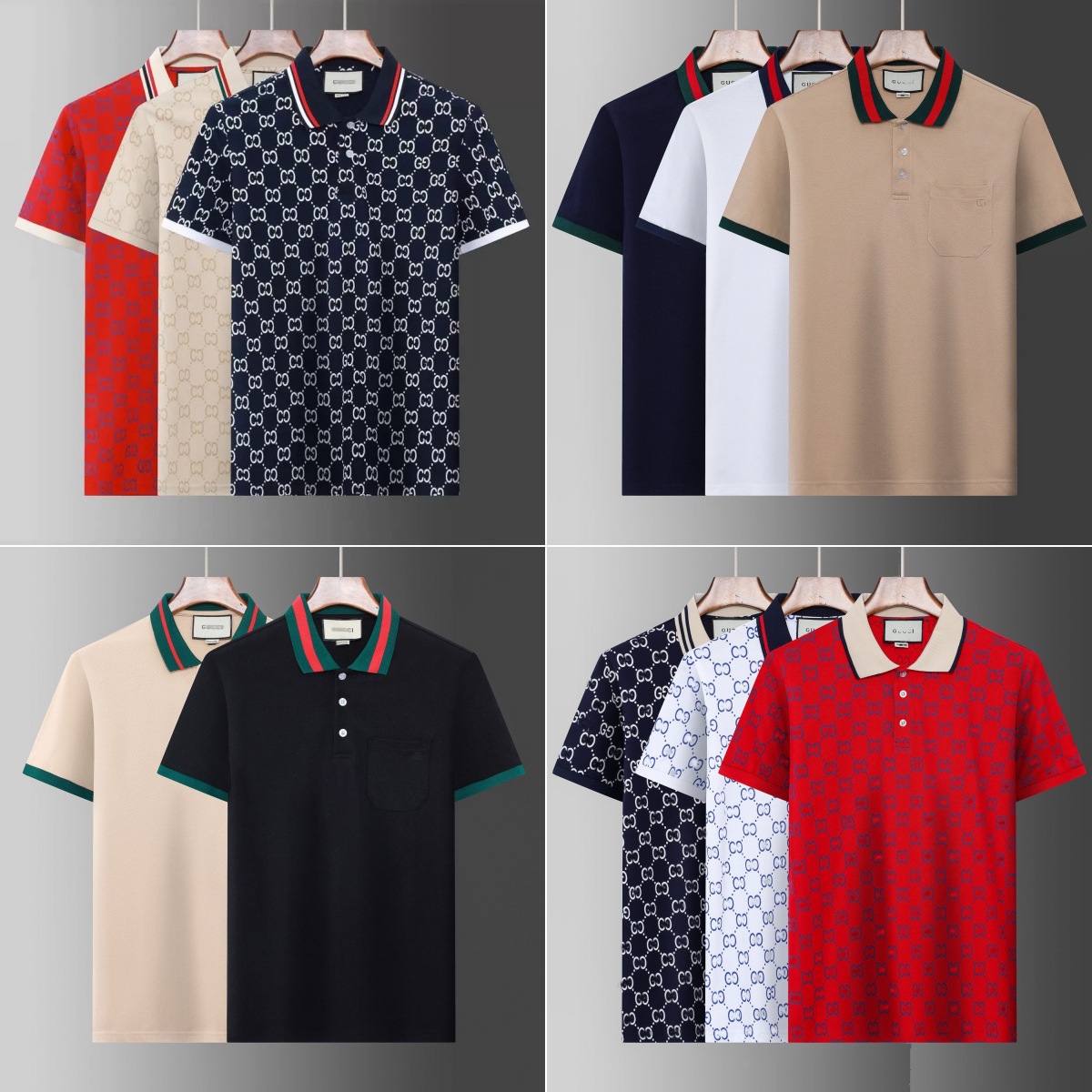 Correct Version of g's 2025 New Summer European Station Men's Lapel Pique Cotton Fashion Embroidered Short-Sleeved Polo Shirt